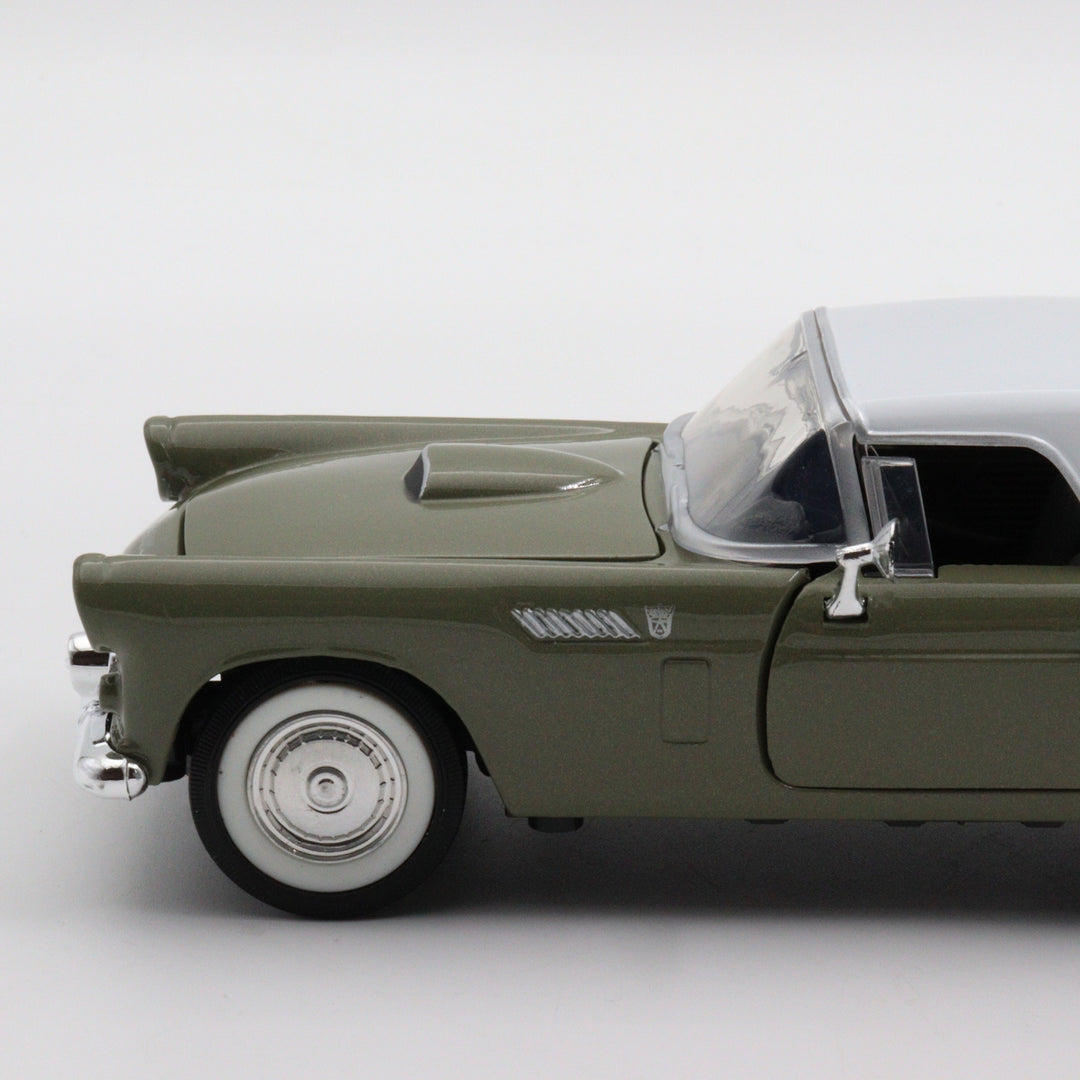 Motormax 1956 Ford Thunderbird Diecast Car|Scale 1/24 Classic Car Collection|Vintage Model Olive Green Metal Car|Old Collectible Gift Car