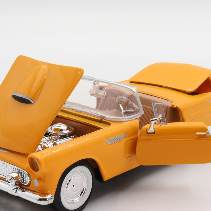 1956 Ford Thunderbird|Scale 1/24 Motormax Diecast Car Collection|Vintage Model Convertible Car|Old Yellow Metal Toy Car|Gift for Collector