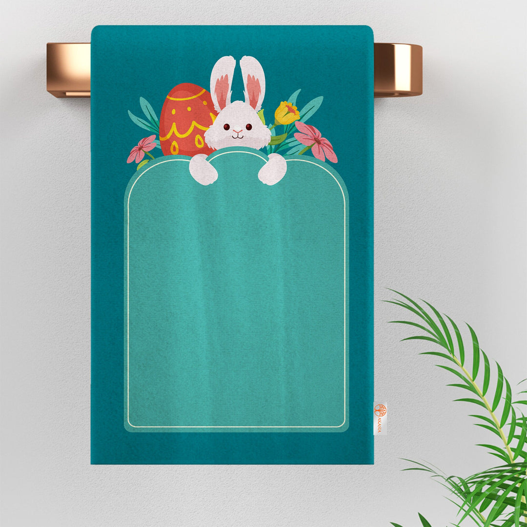 Cute Bunny Hand Towel|Rabbit Print Kitchen Towel|Happy Easter Tea Towel|Farmhouse Spring Trend Dish Cloth|Egg Print Towel|Cost-Effective Rag