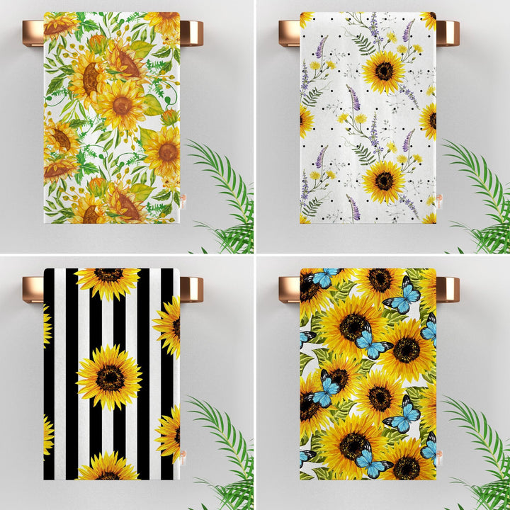 Sunflower Hand Towel|Summer Tea Towel|Floral Dish Cloth|Butterfly Towel|Cost-Effective Rag|Gift For Her|Cleaning Cloth|Flower Print Towel