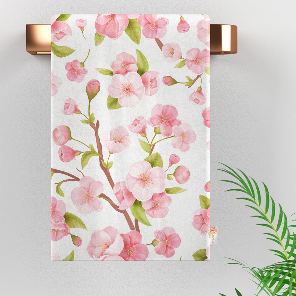 Floral Hand Towel|Summer Tea Towel|Floral Dish Cloth|Pink Flower Towel|Cost-Effective Rag|Gift For Her|Cleaning Cloth|Flower Print Towel