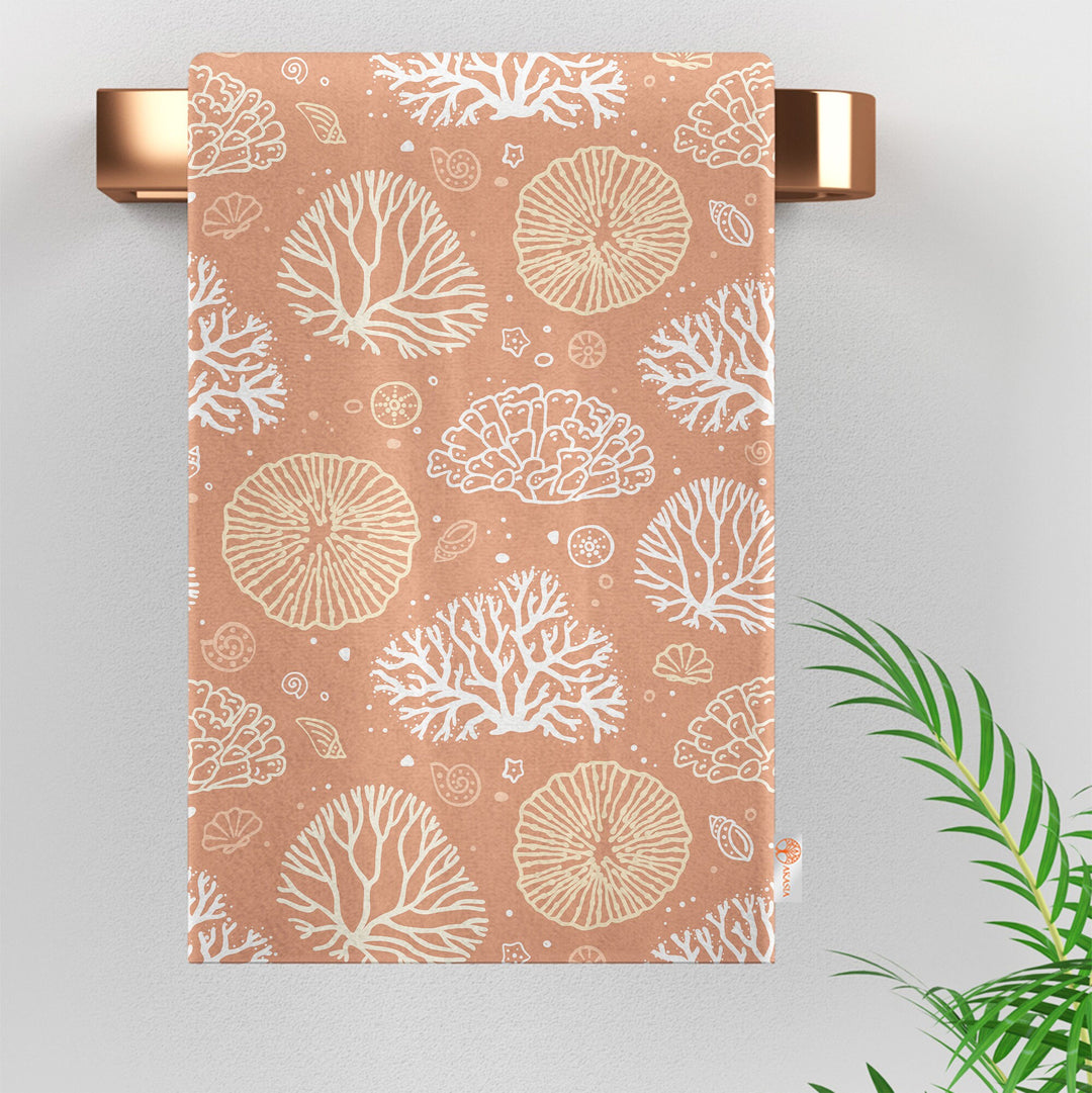 Coral Hand Towel|Marine Kitchen Towel|Nautical Tea Towel|Coral Dust Remover|Starfish Print Beach House Towel|Coastal Dishcloth|Gift for Her