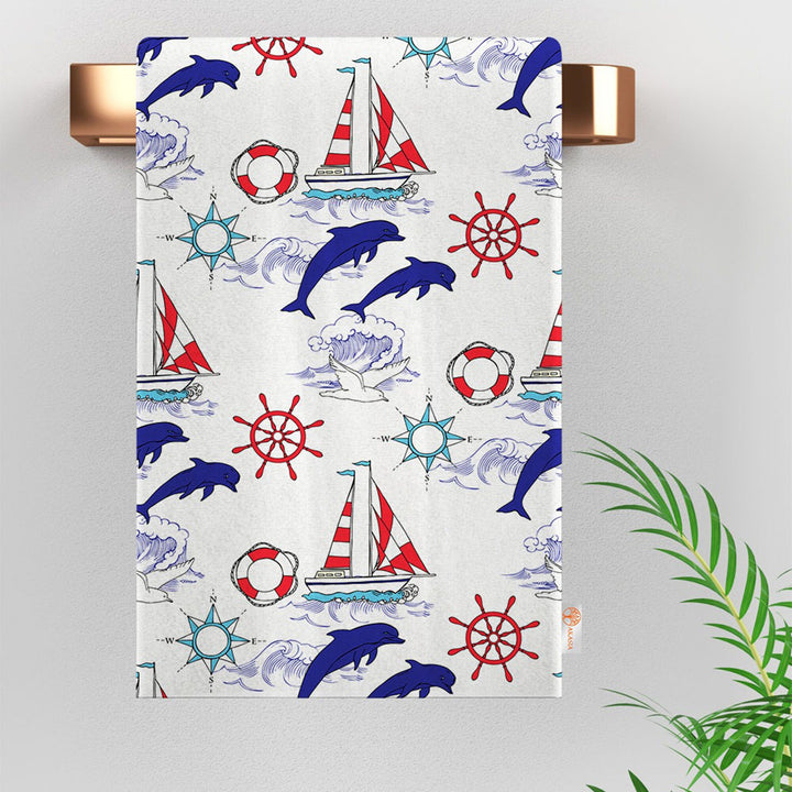 Fish Tea Towel|Colorful Kitchen Hand Towel|Dolphin, Shark Hand Towel|Marine Dish Towel|Summer Trend Kitchen Towel for Her|Beach House Gift