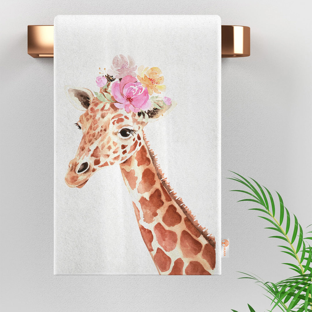 Giraffe Tea Towel|Animal Print Towel|Floral Dish Cloth|Giraffe Dishcloth|Tropical Tea Towel|Farmhouse Dishcloth|All-Purpose Rag|Dust Remover