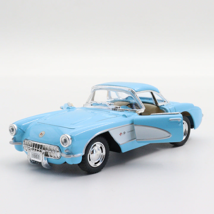 Kinsmart 1957 Chevrolet Corvette|Scale 1:34 Diecast Vintage Car|Classic Model Car|Pull Back Metal Blue Car for Boys|Birthday Gift for Dad