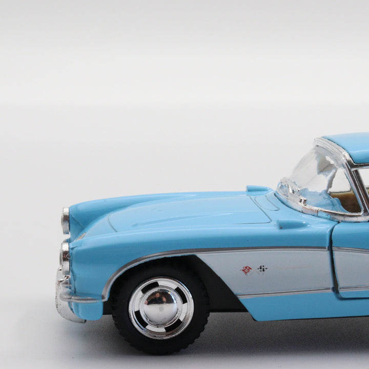 Kinsmart 1957 Chevrolet Corvette|Scale 1:34 Diecast Vintage Car|Classic Model Car|Pull Back Metal Blue Car for Boys|Birthday Gift for Dad