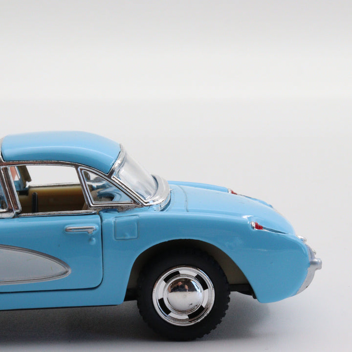 Kinsmart 1957 Chevrolet Corvette|Scale 1:34 Diecast Vintage Car|Classic Model Car|Pull Back Metal Blue Car for Boys|Birthday Gift for Dad