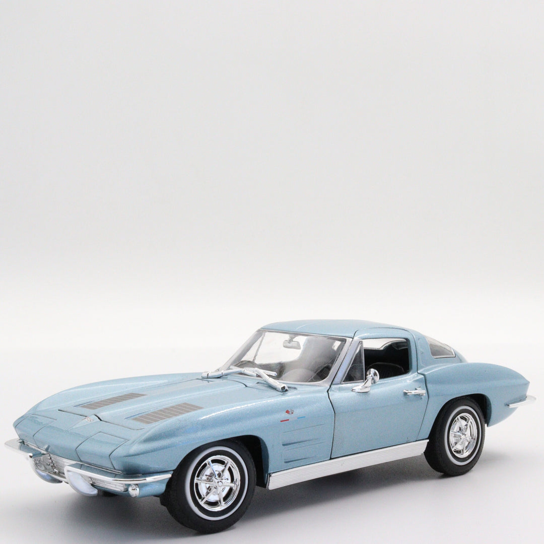 Welly 1963 Chevrolet Corvette|Scale 1:24 Diecast Vintage Car|Classic Model Old Car|Collectible Metal Blue Car for Collectors|Gift for Dad