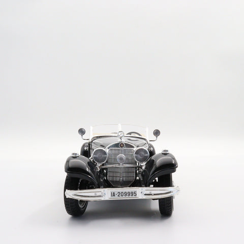 Burago 1936 Mercedes Benz 500 K Roadster|Scale 1:24 Diecast Model Car|Vintage Old Car|Collectible Metal Black Car for Collector|Gift for Dad