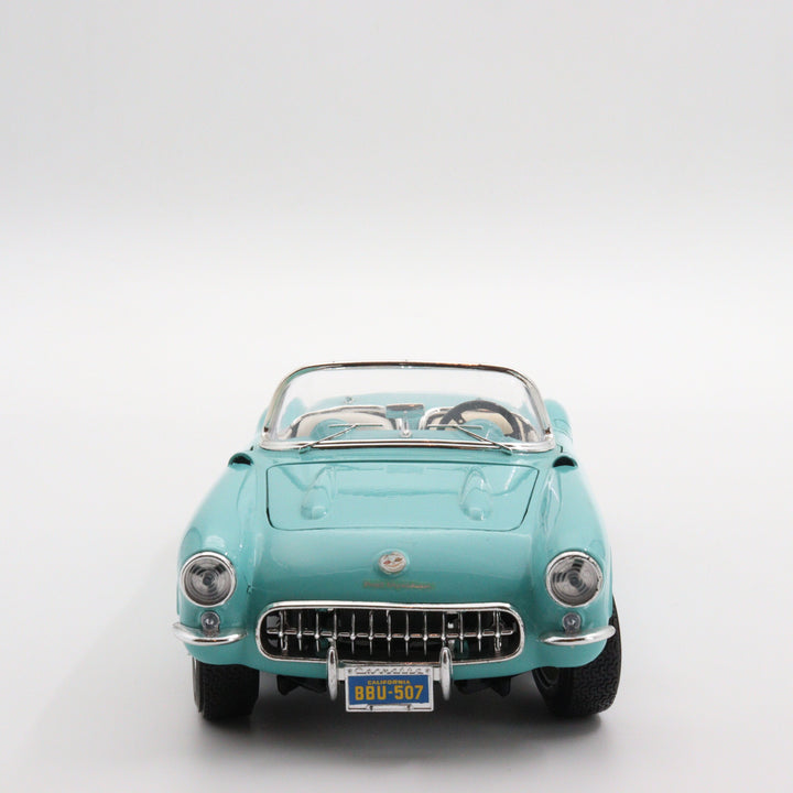 Maisto 1957 Chevrolet Corvette|Nostalgic Vintage Model Car|Scale 1:18 Diecast Car Collection|Blue Metal Classic Convertible Car for Gift