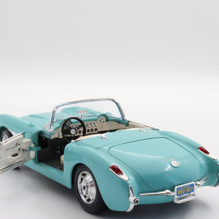 Maisto 1957 Chevrolet Corvette|Nostalgic Vintage Model Car|Scale 1:18 Diecast Car Collection|Blue Metal Classic Convertible Car for Gift