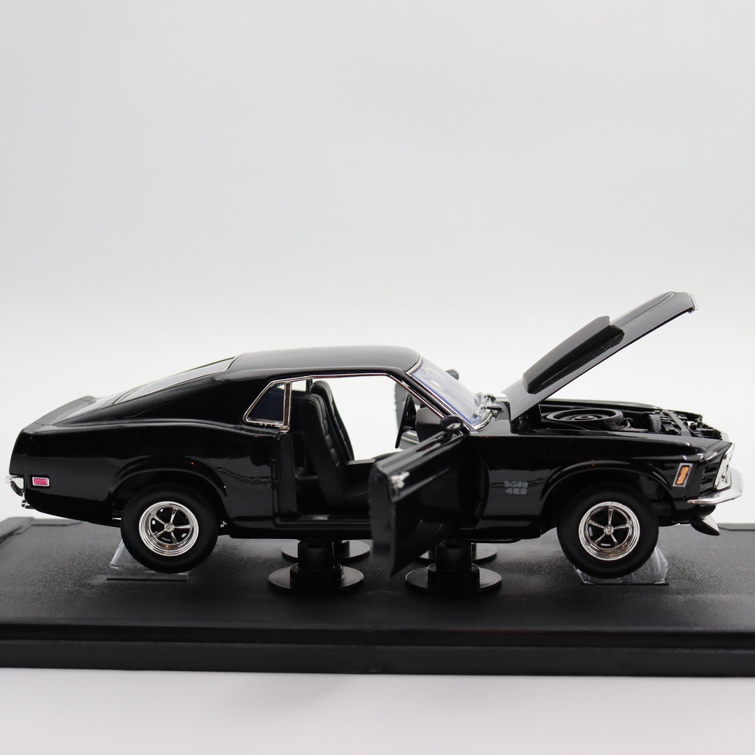 Motormax 1970 Ford Mustang Boss 429|Ford Vintage Model Car|Scale 1:18 Diecast Car Collection Item|Old Black Metal Classic Car|Office Decor