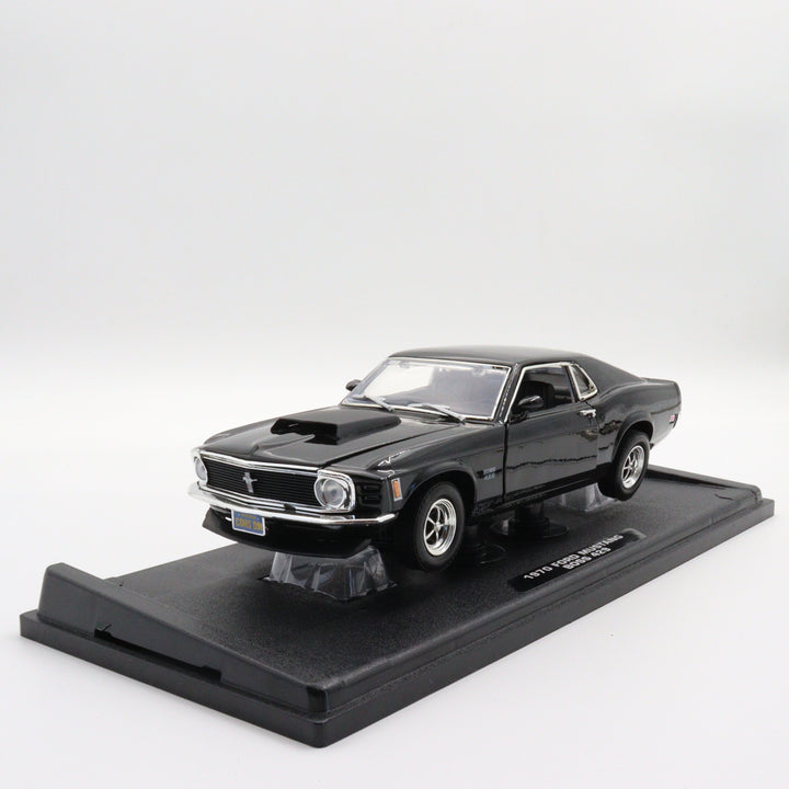 Motormax 1970 Ford Mustang Boss 429|Ford Vintage Model Car|Scale 1:18 Diecast Car Collection Item|Old Black Metal Classic Car|Office Decor