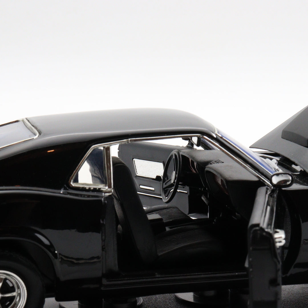 Motormax 1970 Ford Mustang Boss 429|Ford Vintage Model Car|Scale 1:18 Diecast Car Collection Item|Old Black Metal Classic Car|Office Decor