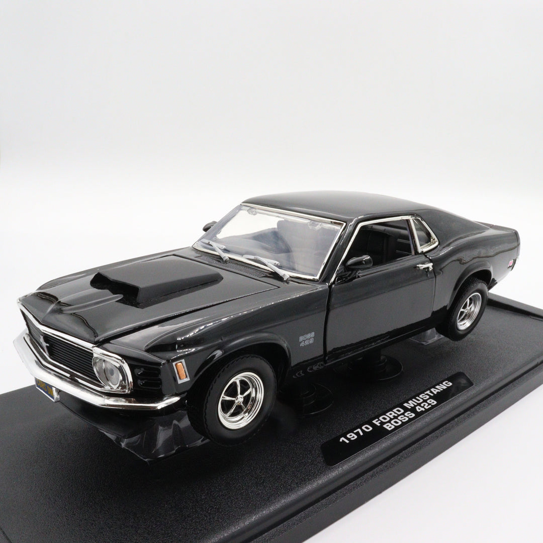 Motormax 1970 Ford Mustang Boss 429|Ford Vintage Model Car|Scale 1:18 Diecast Car Collection Item|Old Black Metal Classic Car|Office Decor