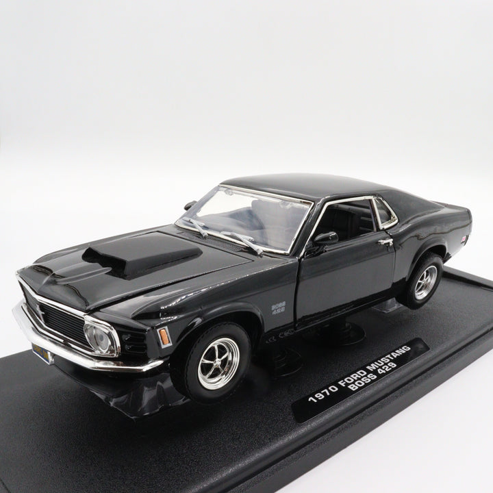 Motormax 1970 Ford Mustang Boss 429|Ford Vintage Model Car|Scale 1:18 Diecast Car Collection Item|Old Black Metal Classic Car|Office Decor