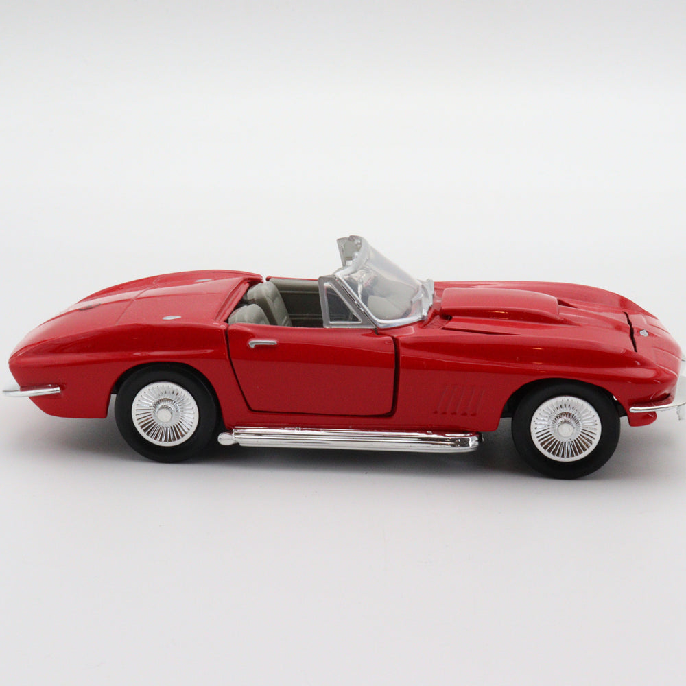 Motormax 1967 Corvette|Scale 1/24 Vintage Diecast Model Car|Classic Red Convertible Car|Old Collectible Car for Collector|Best Birthday Gift