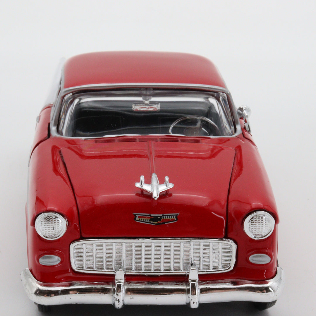 Motormax 1955 Chevy Bel Air|Scale 1/24 Vintage Model Diecast Car|Classic Red Car|Old Metal Car for Collectors|Office Accesories|Gift for Men