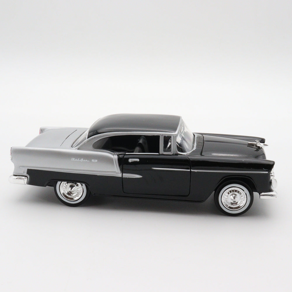 1955 Chevy BelAir|Scale 1/24 Vintage Model Diecast Car|Classic Black & Silver Car|Old Metal Car for Collector|Office Decor Item|Gift for Dad