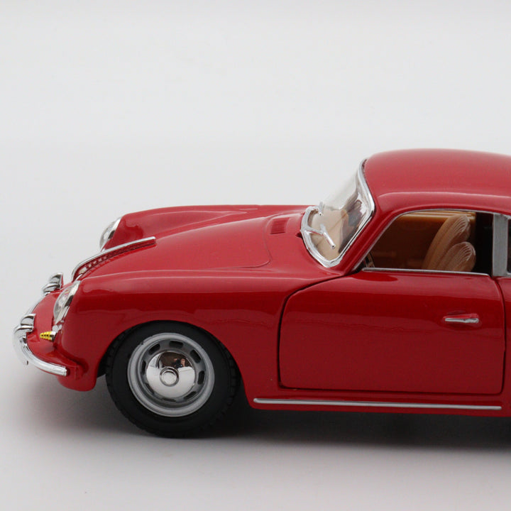 1961 Porche 356B Model by Burago Italy Diecast Car|Vintage Model Red Metal Car|Scale 1/24 Classic Car Collection|Old Collectible Car for Dad