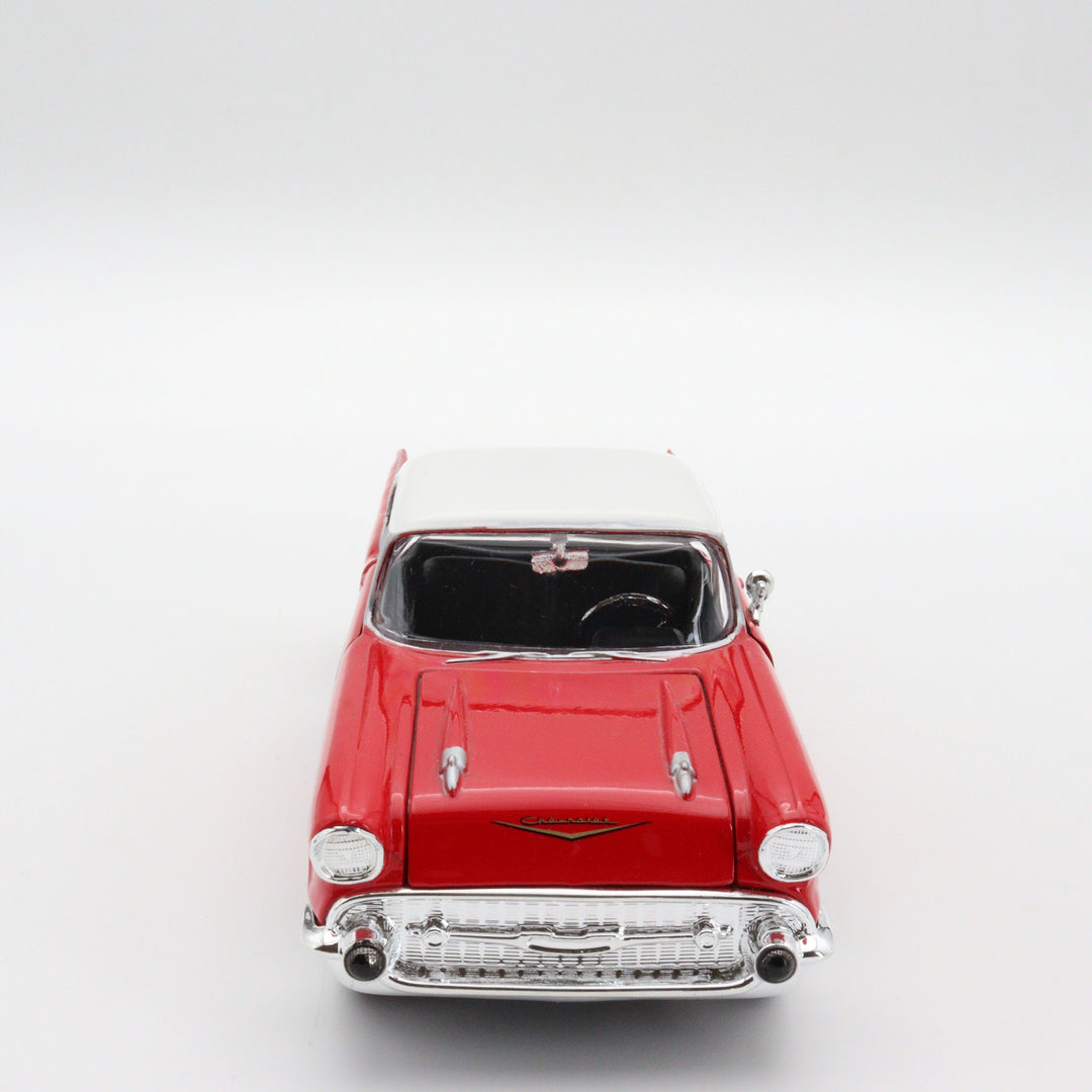 1957 Chevy Bel Air Model Car|Motormax Scale 1/24 Diecast Car|Vintage Model Red Metal Car|Classic Car Collection|Old Collectible Car for Dad