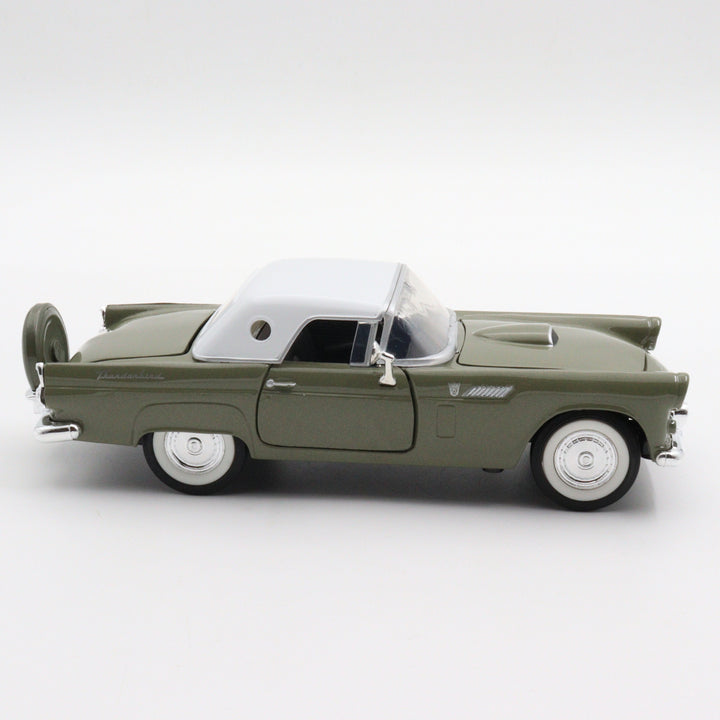 Motormax 1956 Ford Thunderbird Diecast Car|Scale 1/24 Classic Car Collection|Vintage Model Olive Green Metal Car|Old Collectible Gift Car