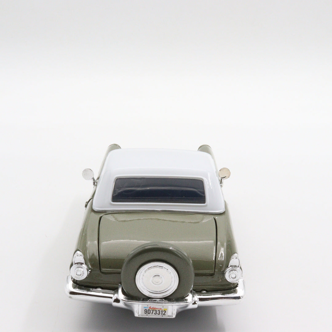 Motormax 1956 Ford Thunderbird Diecast Car|Scale 1/24 Classic Car Collection|Vintage Model Olive Green Metal Car|Old Collectible Gift Car