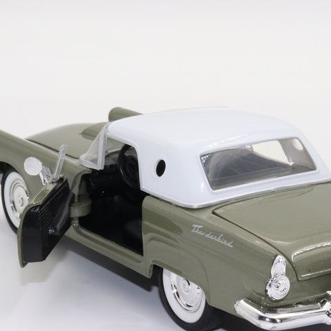 Motormax 1956 Ford Thunderbird Diecast Car|Scale 1/24 Classic Car Collection|Vintage Model Olive Green Metal Car|Old Collectible Gift Car