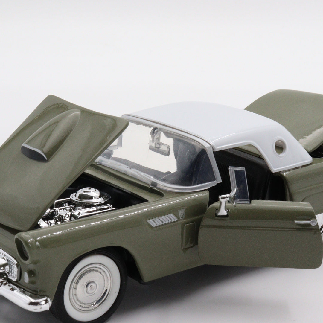 Motormax 1956 Ford Thunderbird Diecast Car|Scale 1/24 Classic Car Collection|Vintage Model Olive Green Metal Car|Old Collectible Gift Car