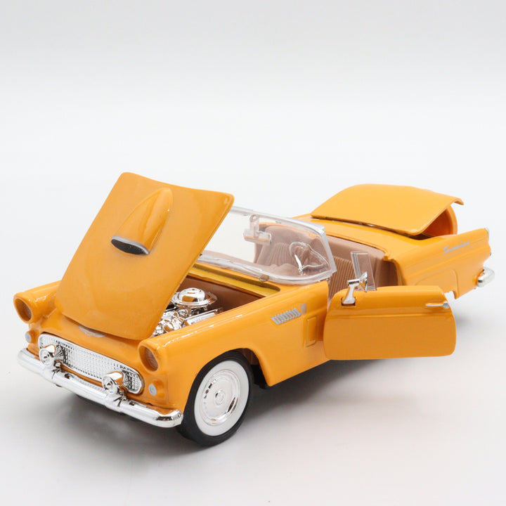 1956 Ford Thunderbird|Scale 1/24 Motormax Diecast Car Collection|Vintage Model Convertible Car|Old Yellow Metal Toy Car|Gift for Collector