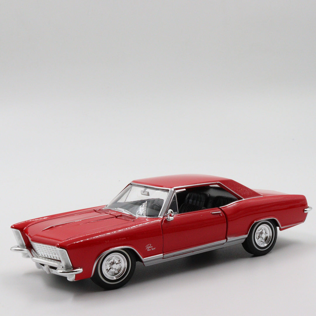 Welly 1965 Buick Riviera Gran Sport|Scale 1/24 Red Diecast Car|Vintage Model Car for Collectors|Old Classic Metal Collection Car for Gift