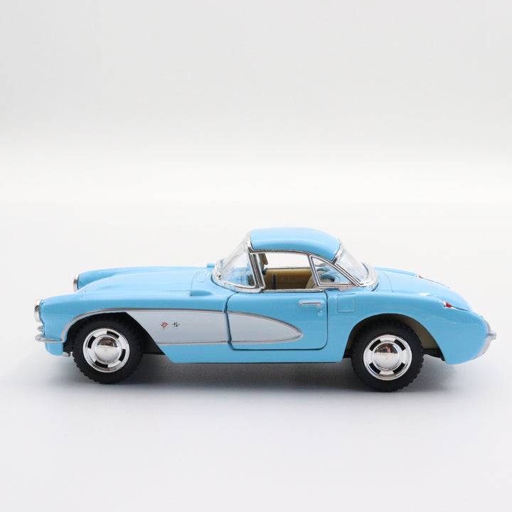 Kinsmart 1957 Chevrolet Corvette|Scale 1:34 Diecast Vintage Car|Classic Model Car|Pull Back Metal Blue Car for Boys|Birthday Gift for Dad