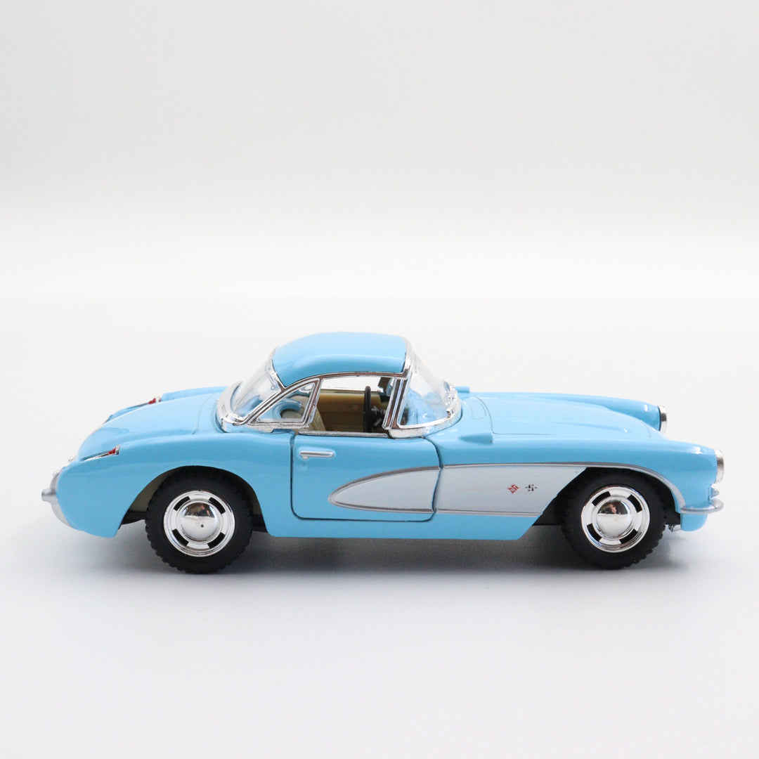 Kinsmart 1957 Chevrolet Corvette|Scale 1:34 Diecast Vintage Car|Classic Model Car|Pull Back Metal Blue Car for Boys|Birthday Gift for Dad