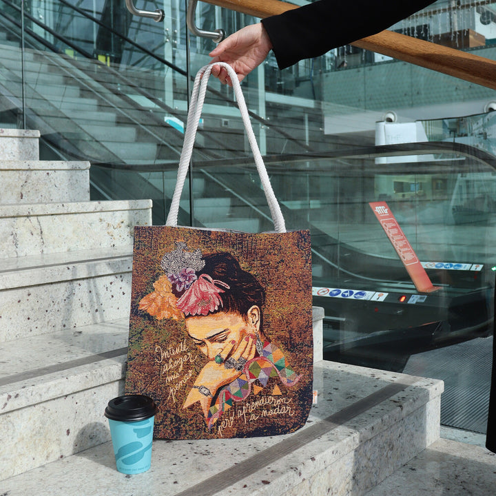 Frida Kahlo Shoulder Bag|Gobelin Tapestry Tote Bag|Frida Khalo Flowers Handbag|Fabric Shoulder Purse|Big Shopping Bag|Book Messenger Bag