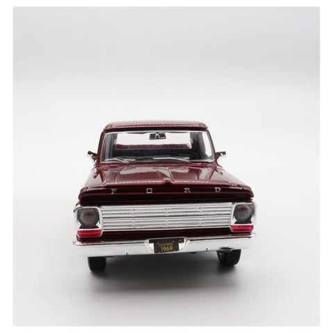 Motormax 1969 Ford F-100 Pickup Model Car|Scale 1/24 Diecast Car|Vintage Model Red Car for Collectors|Classic Metal Collection Car for Dad