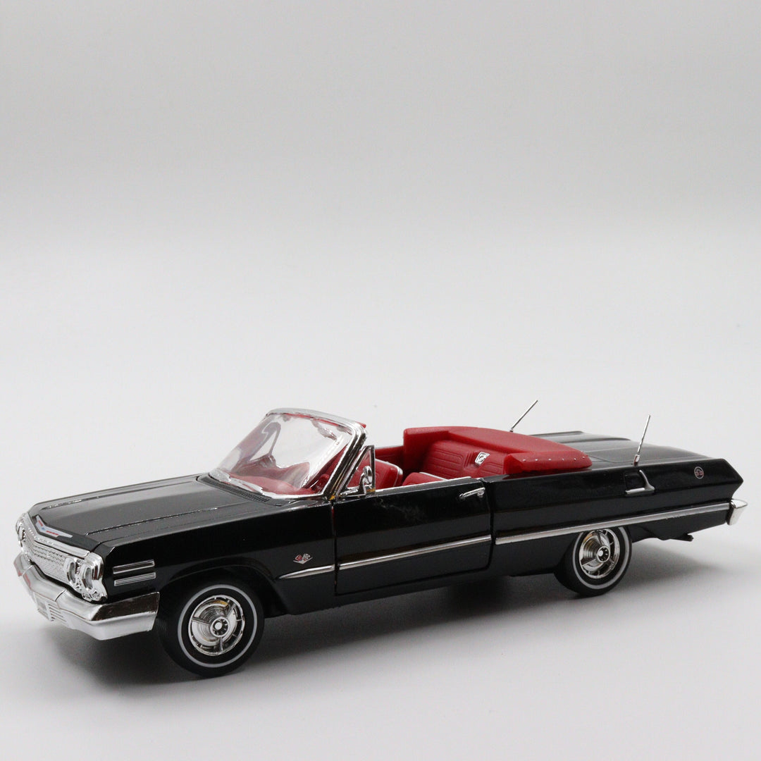 Welly 1963 Chevrolet Impala|Scale 1/24 Black Diecast Car|Vintage Convertible Model Car for Collectors|Classic Metal Collection Car for Dad