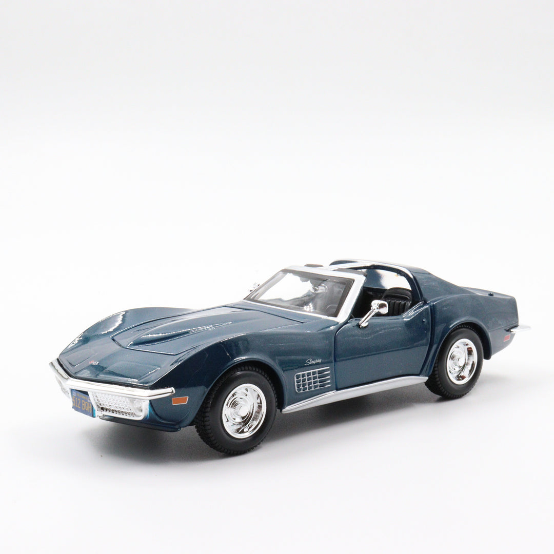 1970 Corvette|Scale 1/24 Blue Diecast Car|Vintage Model Convertible Car for Collectors|Old Classic Metal Collection Car|Fathers Day Gift