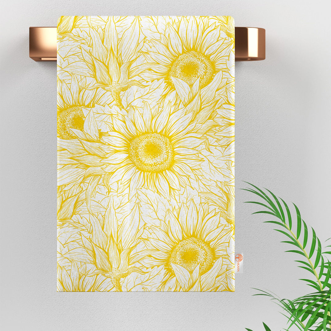 Sunflower Hand Towel|Summer Tea Towel|Floral Dish Cloth|Sunflower Decor|Cost-Effective Rag|Gift For Her|Cleaning Cloth|Flower Print Towel