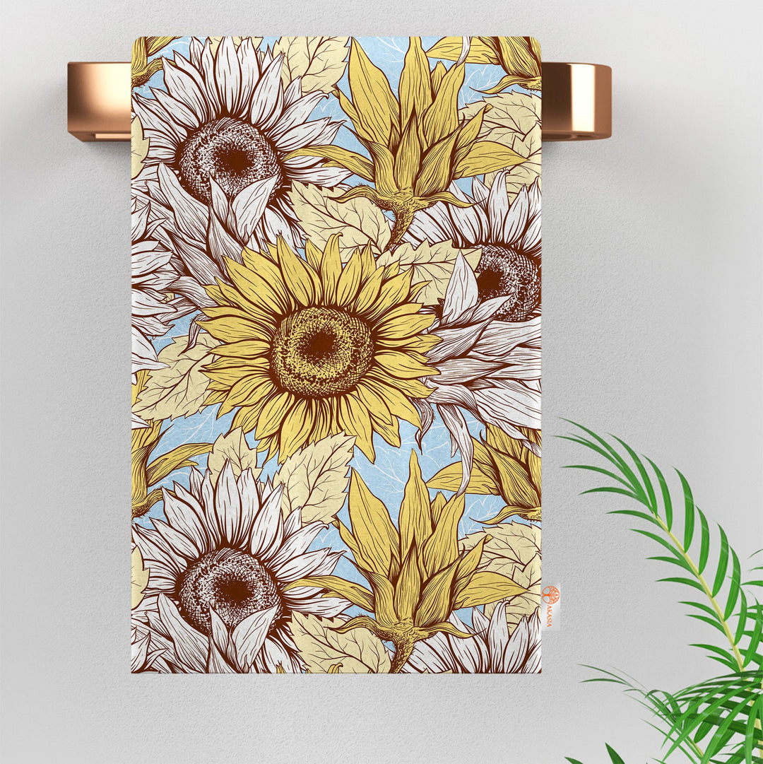 Sunflower Hand Towel|Summer Tea Towel|Floral Dish Cloth|Sunflower Decor|Cost-Effective Rag|Gift For Her|Cleaning Cloth|Flower Print Towel