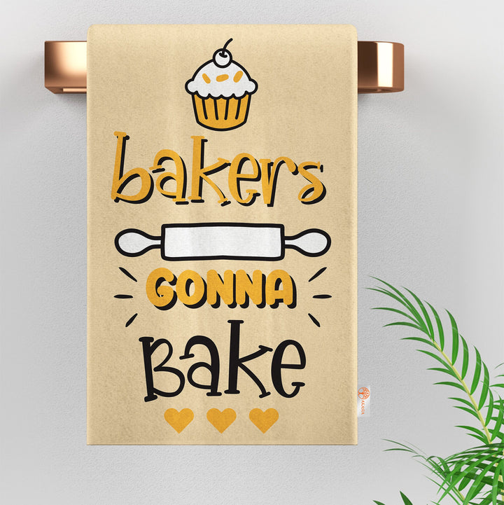 Baker Tea Towel|Beige Hand Towel|Boho Dish Cloth|Eco-Friendly Modern Towel|Minimalist Dishcloth|Cake Print Soft Cleaning Cloth|Baker Decor