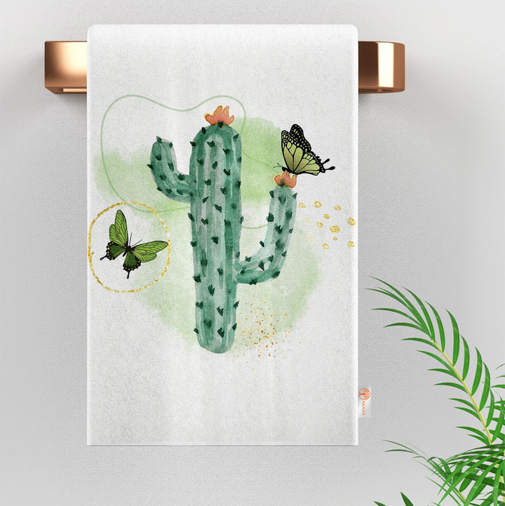 Succulent Dishcloth|Cactus Tea Towel|Floral Dish Cloth|Eco-Friendly Rag|Green Cactus Print Towel|Soft Cleaning Towel|Kitchen Gift For Her