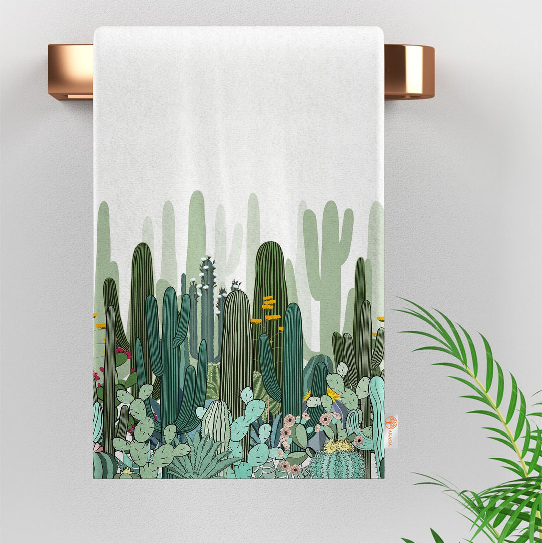 Succulent Dishcloth|Cactus Tea Towel|Floral Dish Cloth|Eco-Friendly Rag|Green Cactus Print Towel|Soft Cleaning Towel|Kitchen Gift For Her