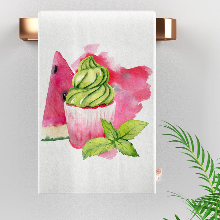 Ice Cream Hand Towel|Floral Dish Cloth|Summer Tea Towel|Watermelon Decor|Cost-Effective Rag|Gift For Her|Cleaning Cloth|Plant Print Towel