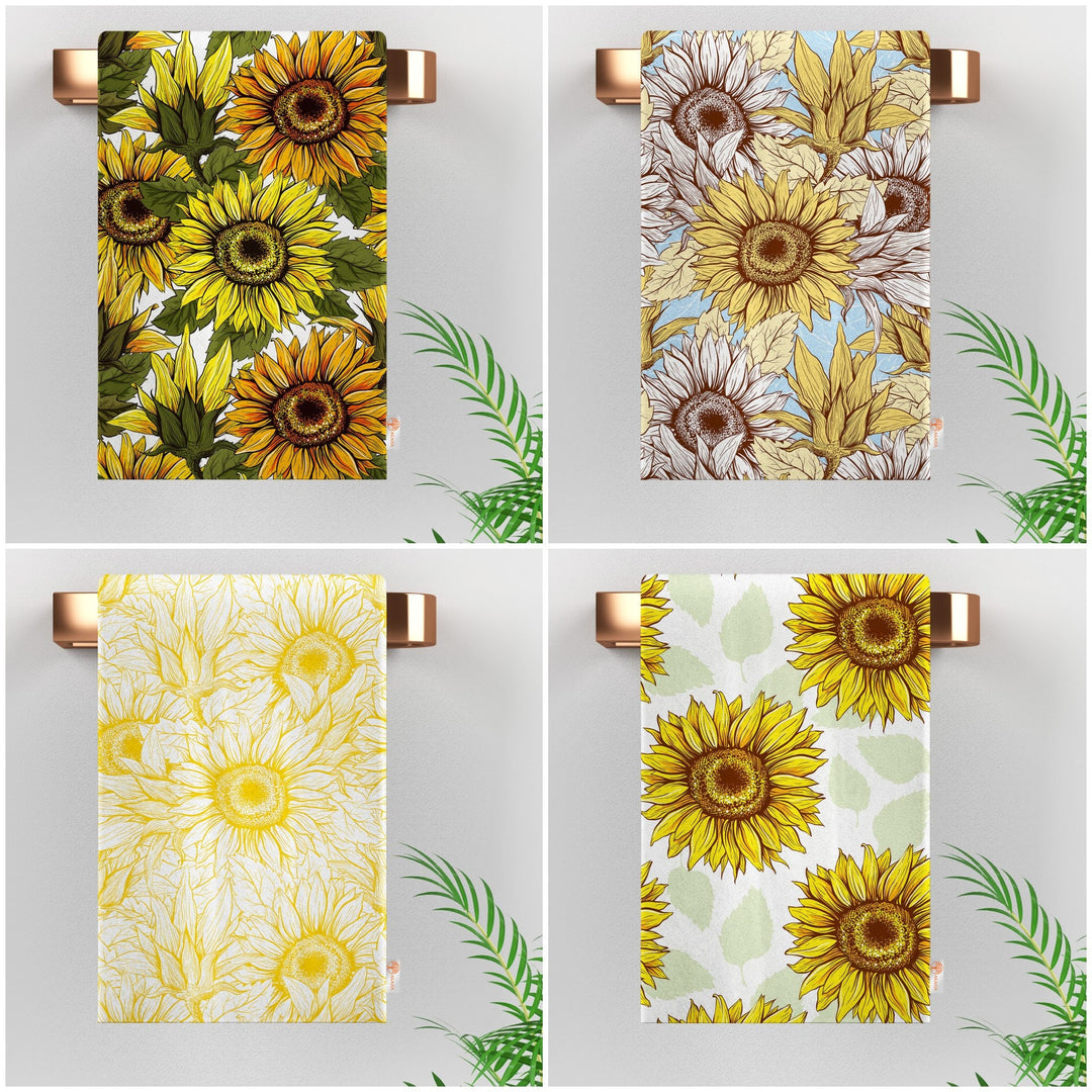 Sunflower Hand Towel|Summer Tea Towel|Floral Dish Cloth|Sunflower Decor|Cost-Effective Rag|Gift For Her|Cleaning Cloth|Flower Print Towel