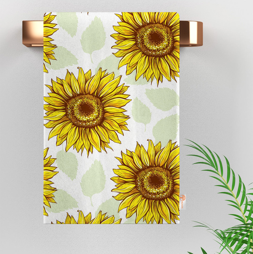 Sunflower Hand Towel|Summer Tea Towel|Floral Dish Cloth|Sunflower Decor|Cost-Effective Rag|Gift For Her|Cleaning Cloth|Flower Print Towel