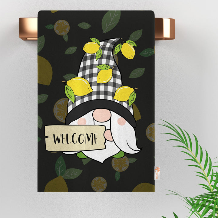 Baker Gnome Hand Towel|Watermelon Tea Towel|Lemon and Gnome Dishcloth|Fruit Kitchen Towel|Eco-Friendly Rag|Cleaning Cloth|Dust Remover