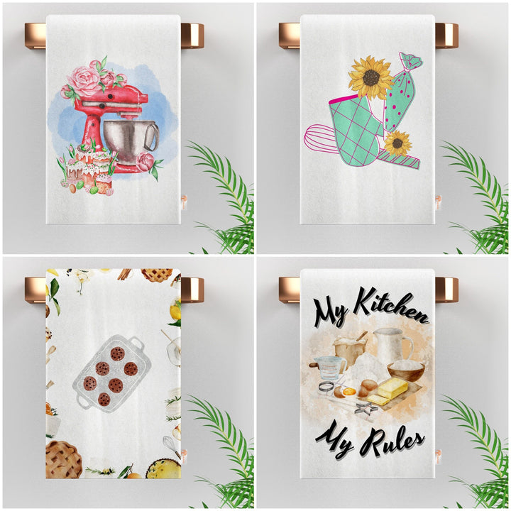 My Kitchen My Rules Hand Towel|Eco-Friendly Rag|Cookie Print Tea Towel|Floral Hand Towel|Cleaning Cloth|Dust Remover|Farmhouse Dishcloth