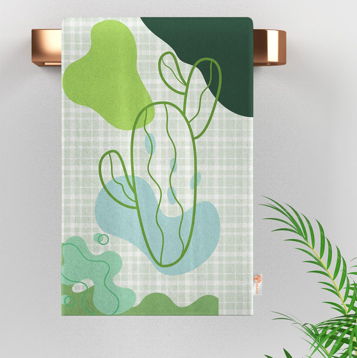 Succulent Dishcloth|Cactus Tea Towel|Floral Dish Cloth|Eco-Friendly Rag|Green Cactus Print Towel|Soft Cleaning Towel|Kitchen Gift For Her