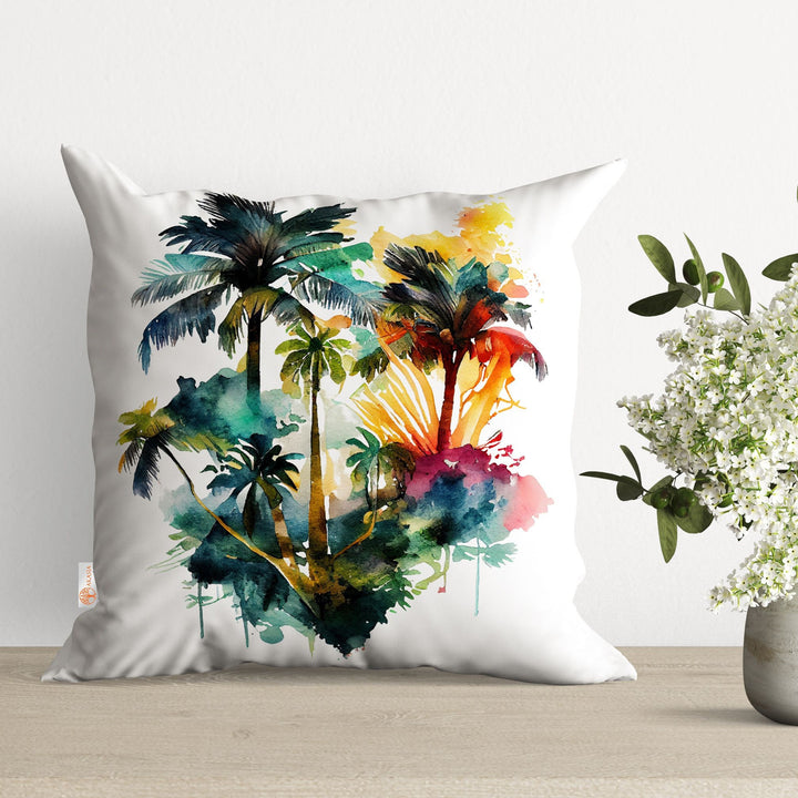 Palm Tree Pillow Cover|Tropical Cushion Case|Decorative Pillowtop|Boho Bedding Decor|Plant Pillowcase|Outdoor Cushion Case|Sofa Throw Pillow