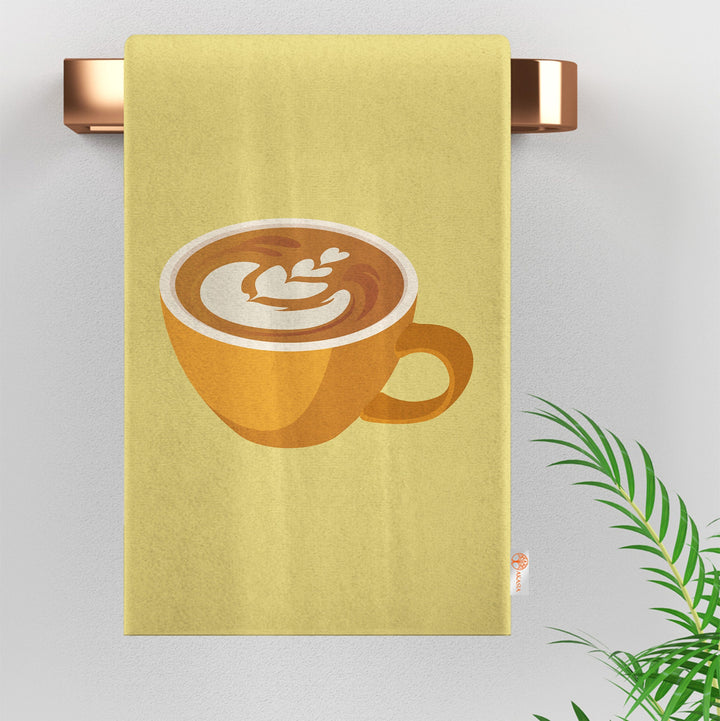 Coffee Hand Towel|Eco-Friendly Rag|Coffee Cup Tea Towel|Coffee Print Towel|Cleaning Cloth|Cost-Effective Rag|Cozy Dishcloth